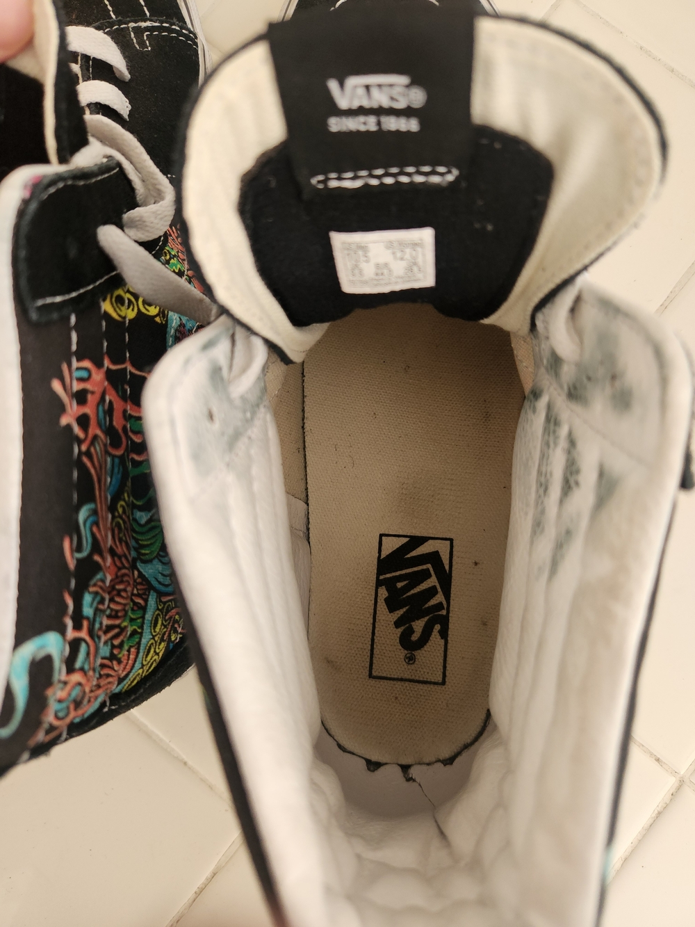 Vans Sk8-Hi Coral Reef Black & White Skate Shoes, Suede/Canvas, Size M10.5, W12 - Picture 6 of 8